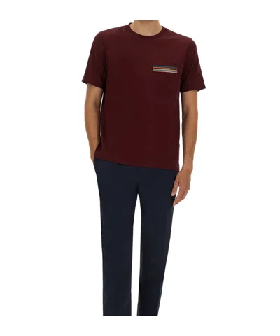 Paul Smith Stripe Detailed Crewneck T-shirt In Brown