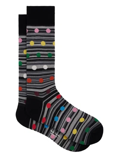 Paul Smith Stripe-dot Socks In Black