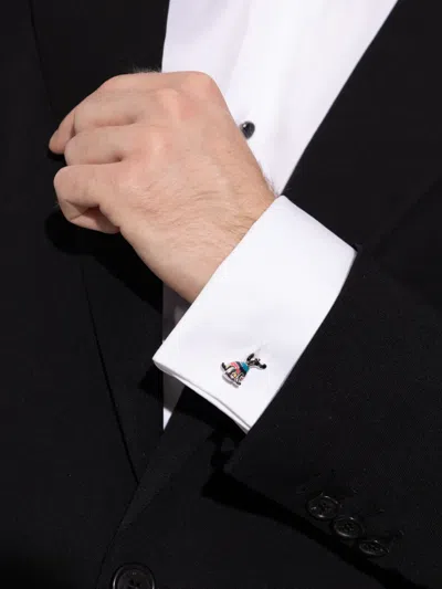 Paul Smith Stripe Jumper Dog Cufflinks In Silver