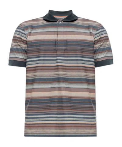 Paul Smith Stripe Knit Polo Shirt In Multi