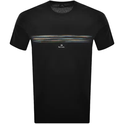 Paul Smith Stripe Logo T Shirt Black