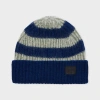 Paul Smith Stripe Navy Blue Lambswool-mohair Chunky Knit Beanie In Blue