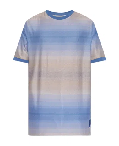 Paul Smith Stripe-pattern Cotton T-shirt In Azzurro