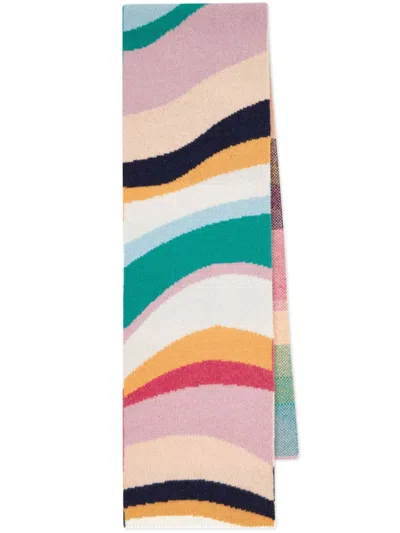 PAUL SMITH STRIPE-PATTERN LAMBS WOOL SCARF