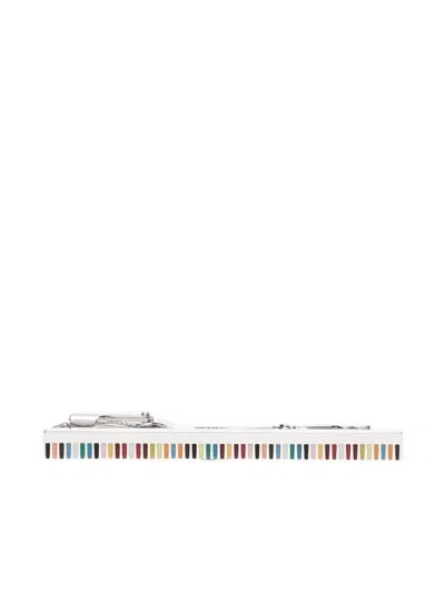 Paul Smith Stripe-print Brooch In Silver
