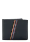 Paul Smith Stripe-print Leather Wallet In Navy