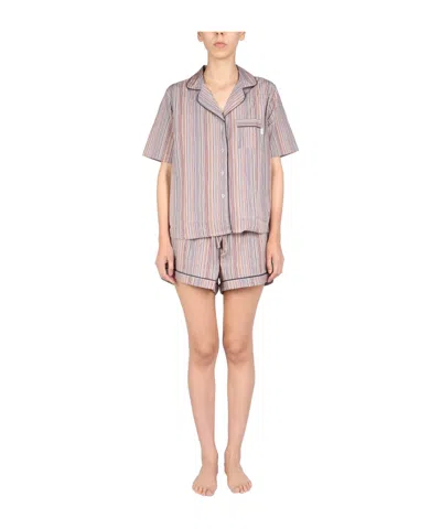 Paul Smith Stripe Print Pajamas Set In Nude