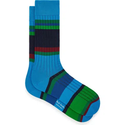 Paul Smith Stripe Rib Cotton Blend Dress Socks In Multi
