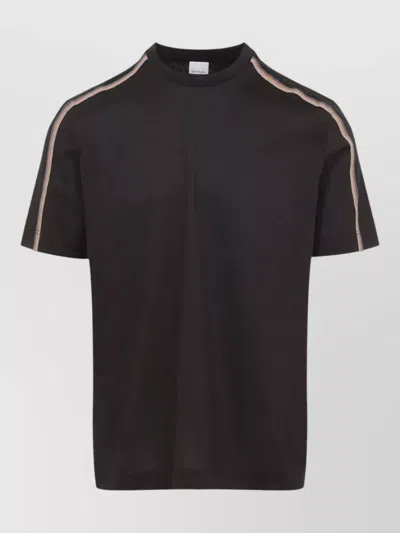 Paul Smith Stripe Tape Detail Crew Neck Tshirt In Black