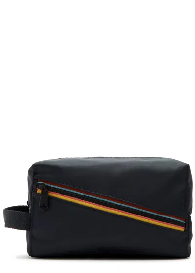Paul Smith Stripe-trim Nylon Wash Bag In Navy