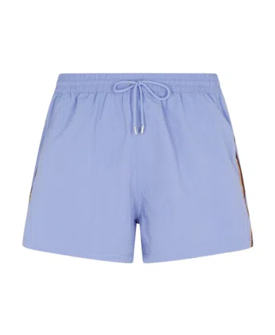 Paul Smith Stripe-trim Swim Shorts In Blue