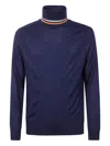 Paul Smith Stripe Turtleneck Jumper In Blue