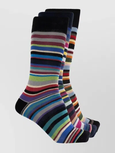 Paul Smith Striped 3pack Ankle-length Socks In Multi