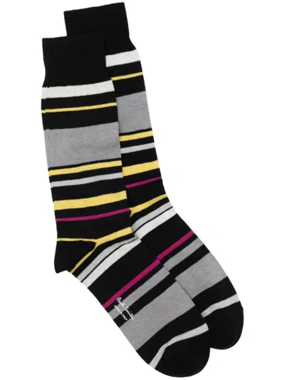 Paul Smith Striped Ankle Socks In Black