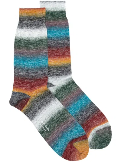 Paul Smith Striped Ankle Socks In Grey