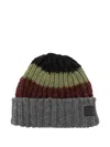 Paul Smith Striped Cashmere Knit Beanie With Turn-up Brim In Multi
