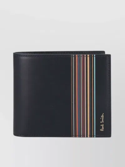 Paul Smith Striped Bi-fold Wallets With Multicolor Detail In Black