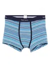 Paul Smith Pack Of Three Striped Cotton-blend Boxer Briefs In Blue