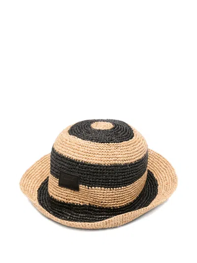 Paul Smith Striped Braided Raffia Hat In Multi