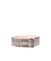 Paul Smith Striped Buckle Belt In Nude