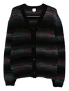 Paul Smith Striped V-neck Long Sleeve Knitwear In Black