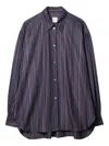 Paul Smith Striped Buttoned Shirt In Purple