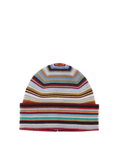 Paul Smith Striped Cap In Multicolour