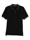 Paul Smith Cotton Blend Polo Shirt With Striped Collar In Black