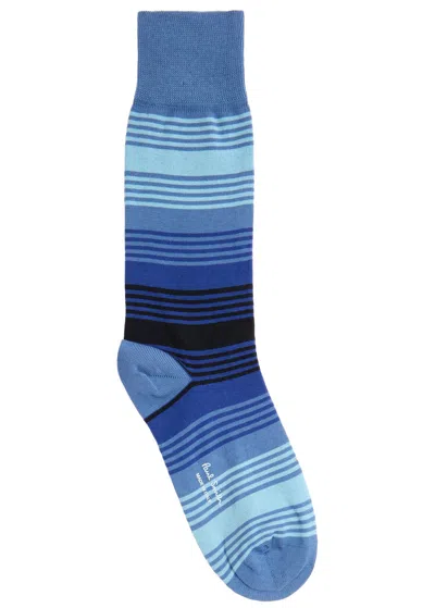 Paul Smith Striped Cotton-blend Socks In Blue