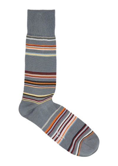 Paul Smith Striped Cotton-blend Socks In Grey