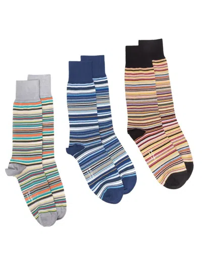 Paul Smith Striped Cotton Blend Socks In Multi