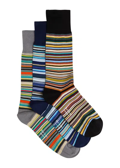 Paul Smith Striped Cotton-blend Socks In Multi
