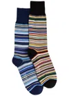 Paul Smith Two-pack Striped Cotton Socks In Multicoloured