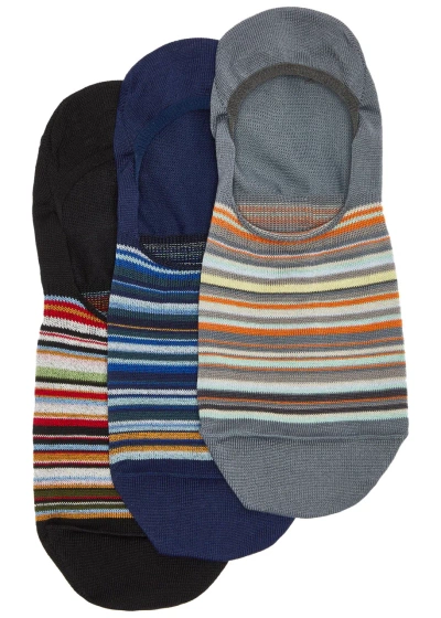 Paul Smith Striped Cotton-blend Trainer Socks In Multicoloured