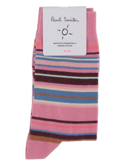 Paul Smith Striped Cotton Socks In Multi