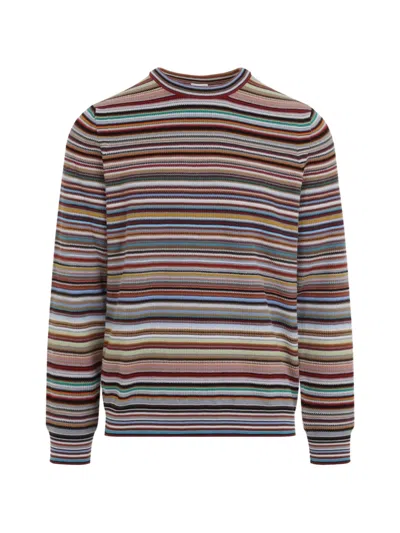 Paul Smith Striped Crew Neck Sweater Long Sleeves In Multi