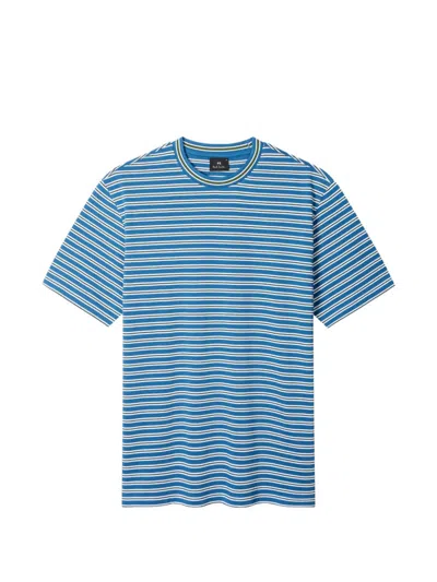 Paul Smith Striped Cotton T-shirt In Blue