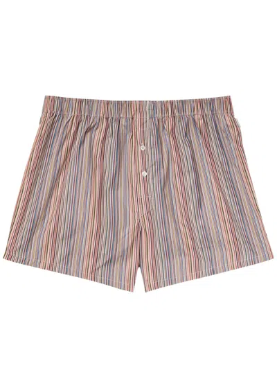Paul Smith Striped Cotton-poplin Boxer Shorts In Multi