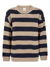 Paul Smith Striped Crew-neck Sweater In Brown