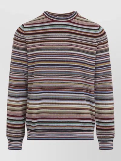 Paul Smith Striped Crew Neck Sweater Long Sleeves In Multi