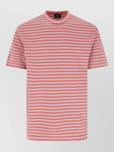 Paul Smith Striped Crew Neck T Shirt Short Sleeves In Orange