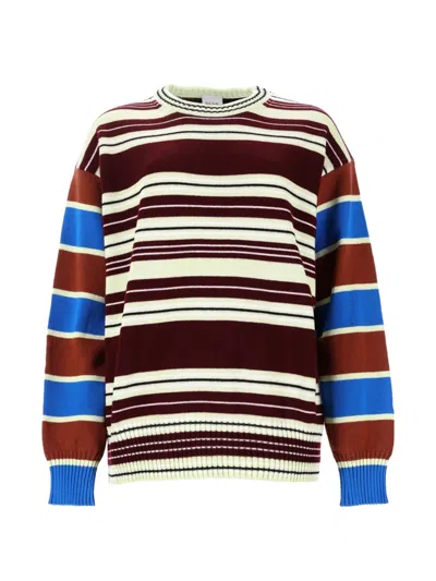 Paul Smith Relaxed Fit Striped Knit Sweater With Color Blocking In Multi