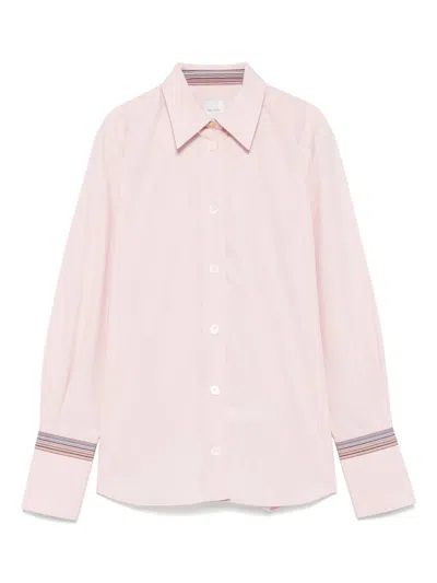 Paul Smith Striped-cuff Cotton Shirt In Pink