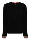 Paul Smith Striped-cuff Cotton Sweatshirt In Black