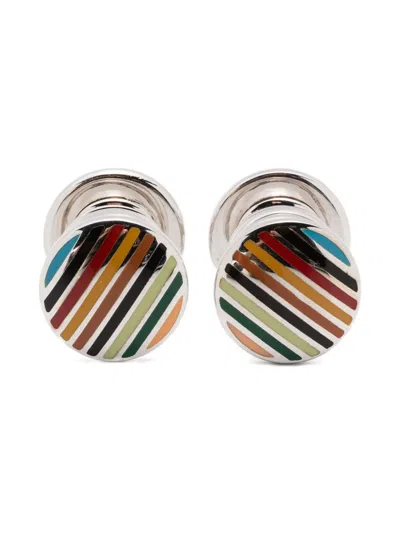 Paul Smith Striped Cufflinks In Red