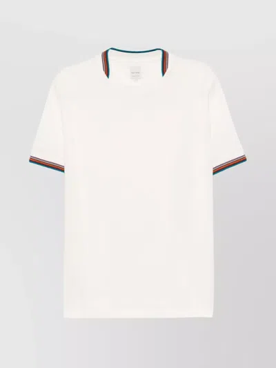 Paul Smith Striped Detail Crew Neck T-shirt In Neutral