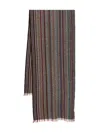 Paul Smith Striped Fringed Scarf In Black