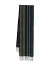 Paul Smith Striped Fringed Scarf In Black
