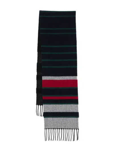Paul Smith Striped Fringed Scarf In Gold