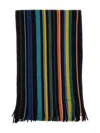 Paul Smith Striped Fringed Scarf In Blue